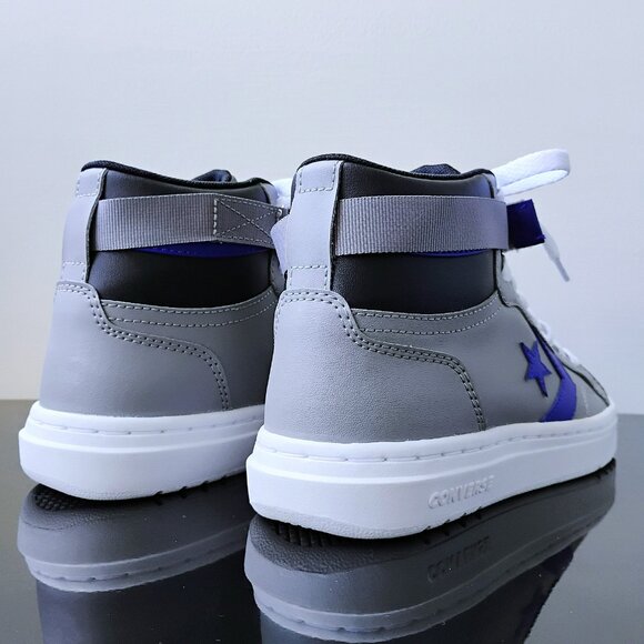 Converse Men Pro Blaze V2 Sport Luxe Faux Leather Sneaker in Classic Grey/Black - Picture 8 of 14